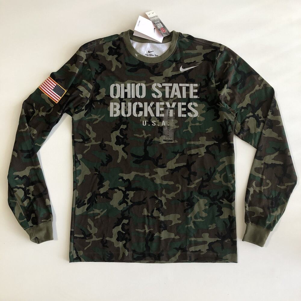 Nike Men’s Dri-Fit LS Camo Ohio State Buckeyes Sz M DH2762-222